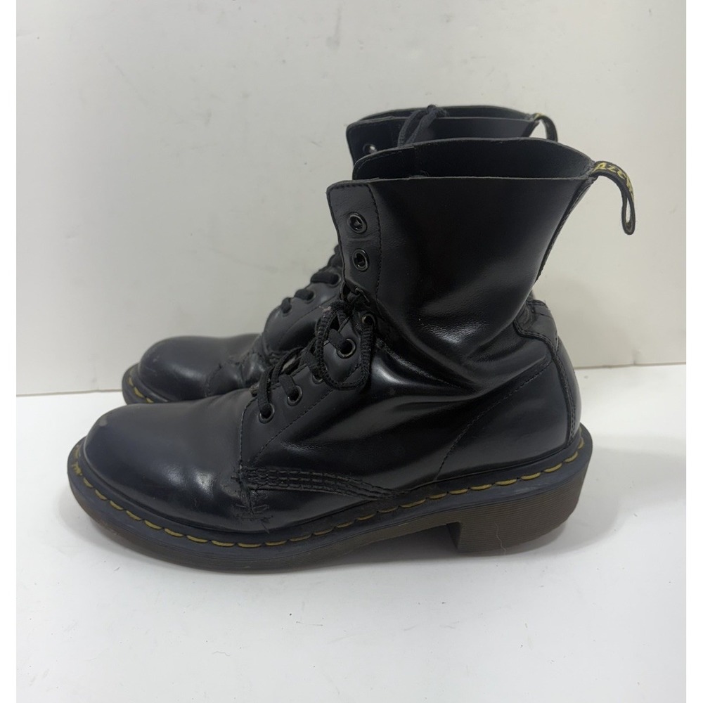 DR. MARTENS Leona Heeled Women's Boots Black Smooth Size 8 DOC Black